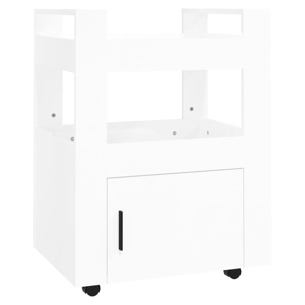 Carrello da Cucina bianco lucido 60x45x80 cm Legno Multistrato