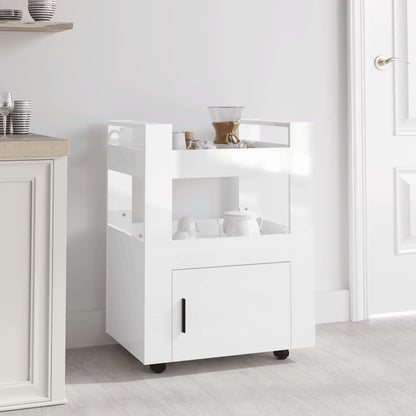 Carrello da Cucina bianco lucido 60x45x80 cm Legno Multistrato