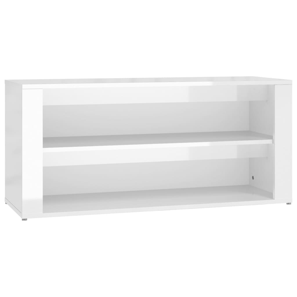 Scarpiera Bianco Lucido 100x35x45 cm in Legno Multistrato