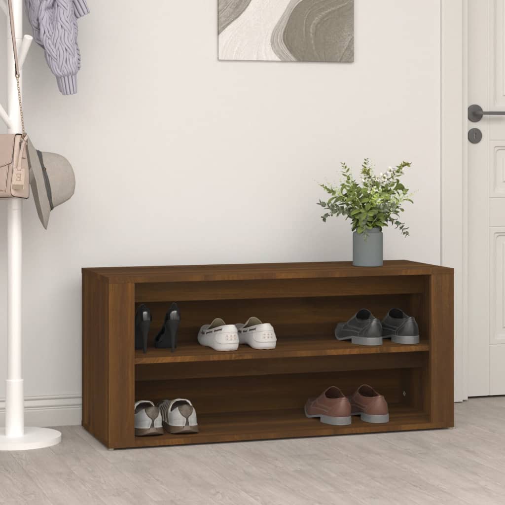 Scarpiera Rovere Marrone 100x35x45 cm in Legno Multistrato