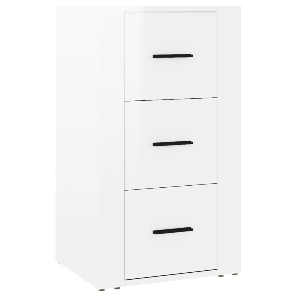 Credenza Bianco Lucido 40x33x70 cm in Legno Multistrato