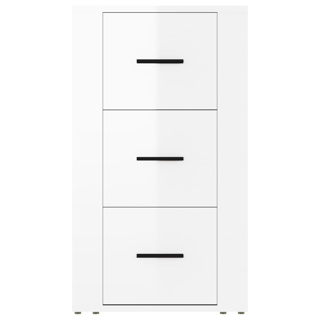 Credenza Bianco Lucido 40x33x70 cm in Legno Multistrato