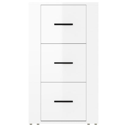 Credenza Bianco Lucido 40x33x70 cm in Legno Multistrato