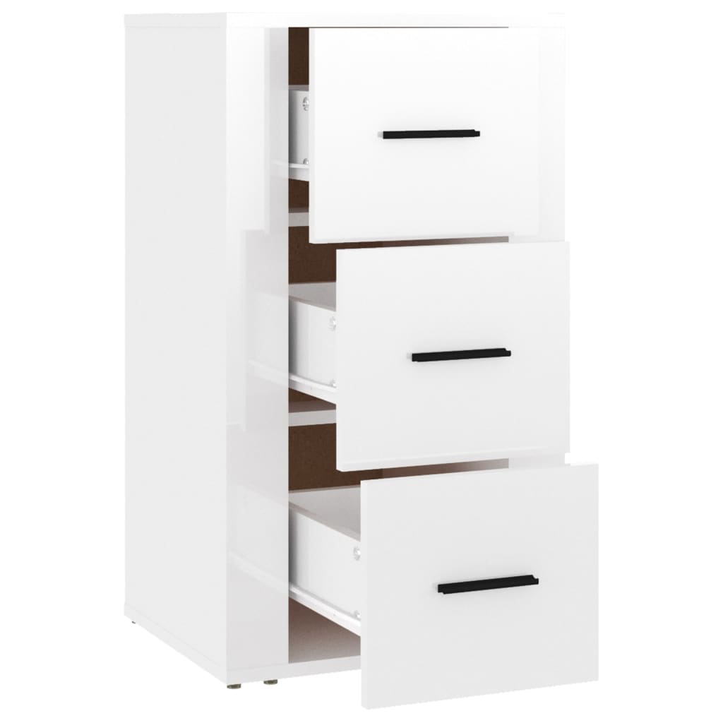 Credenza Bianco Lucido 40x33x70 cm in Legno Multistrato