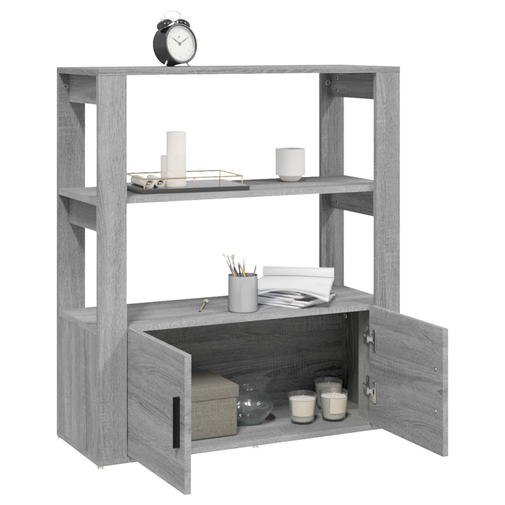 Credenza Grigio Sonoma 80x30x90 cm in Legno Multistrato