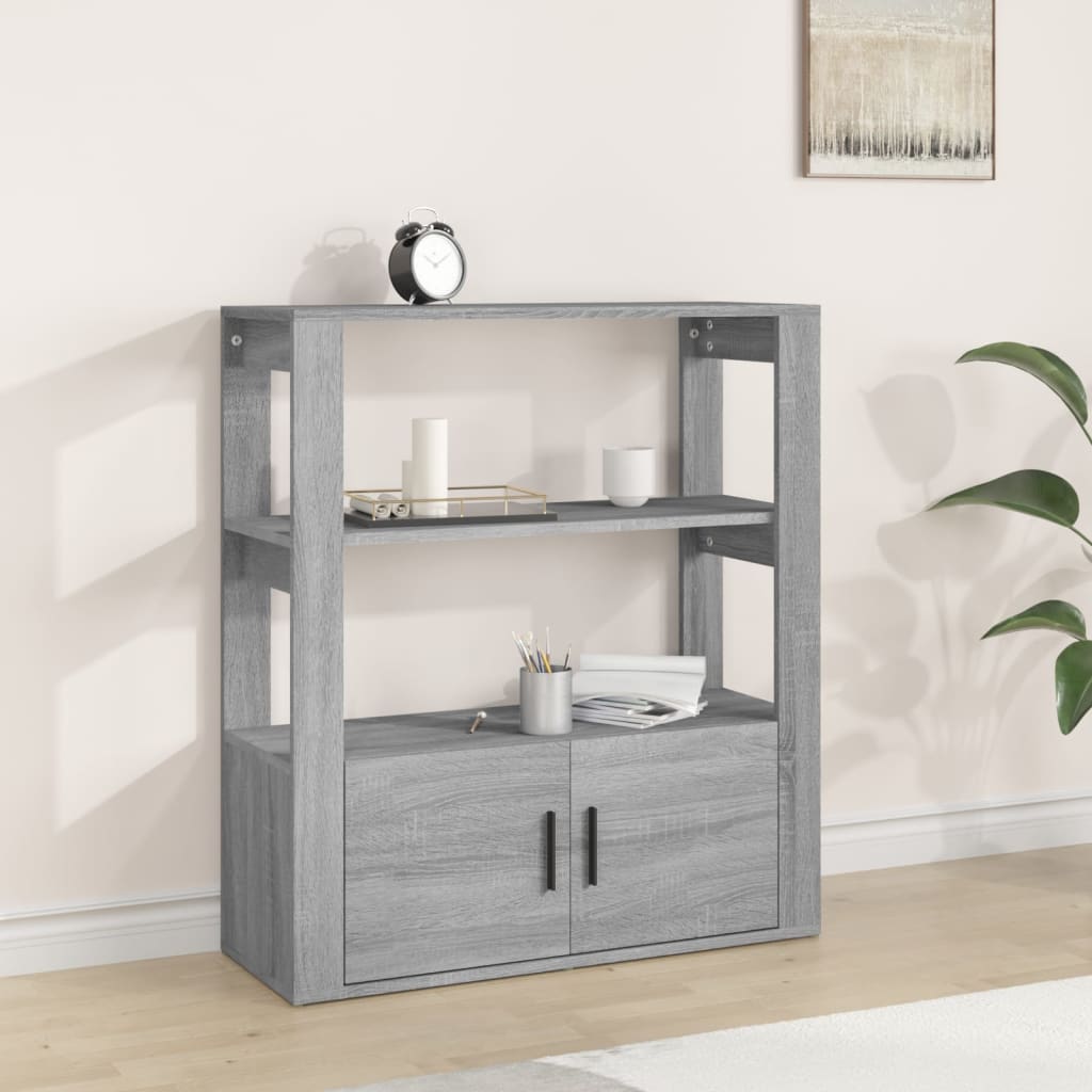 Credenza Grigio Sonoma 80x30x90 cm in Legno Multistrato