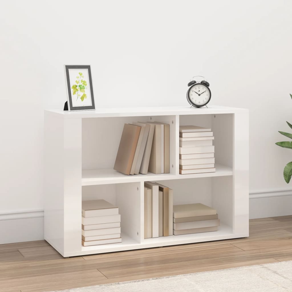 Credenza Bianco Lucido 80x30x54 cm in Legno Multistrato