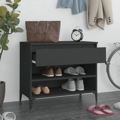 Scarpiera Nera 70x36x60 cm in Legno Multistrato
