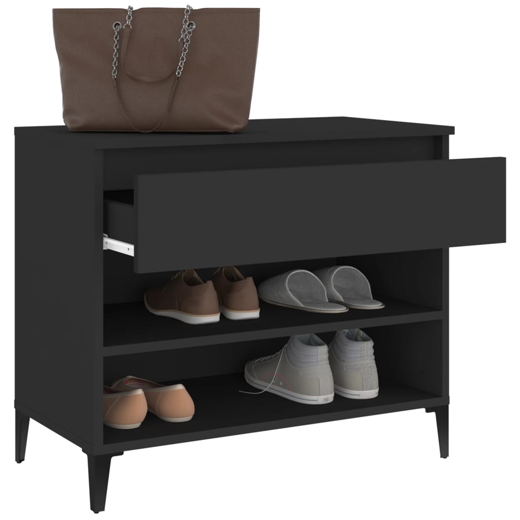 Scarpiera Nera 70x36x60 cm in Legno Multistrato