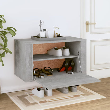 Scarpiera a Parete Grigio Cemento 70x35x38 cm Legno Multistrato