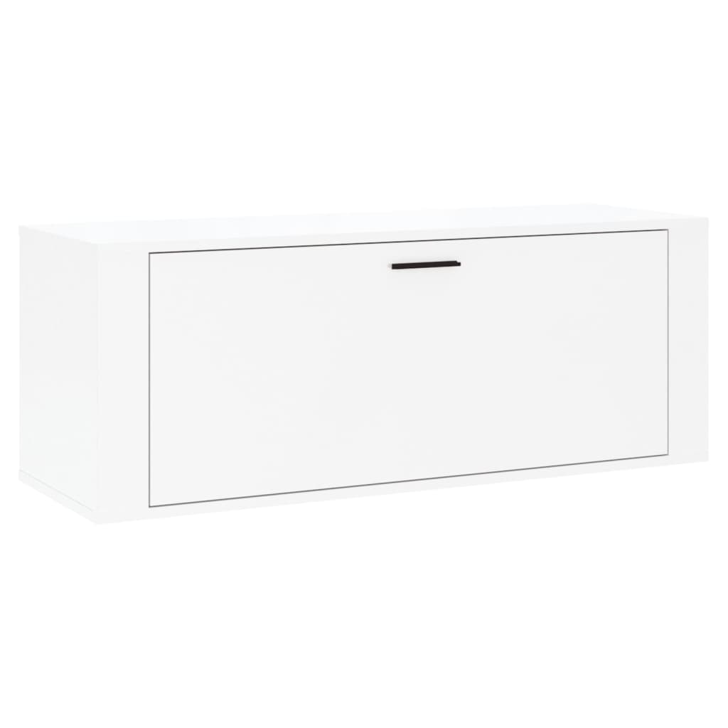 Scarpiera Bianco Lucido 100x35x38 cm in Legno Multistrato