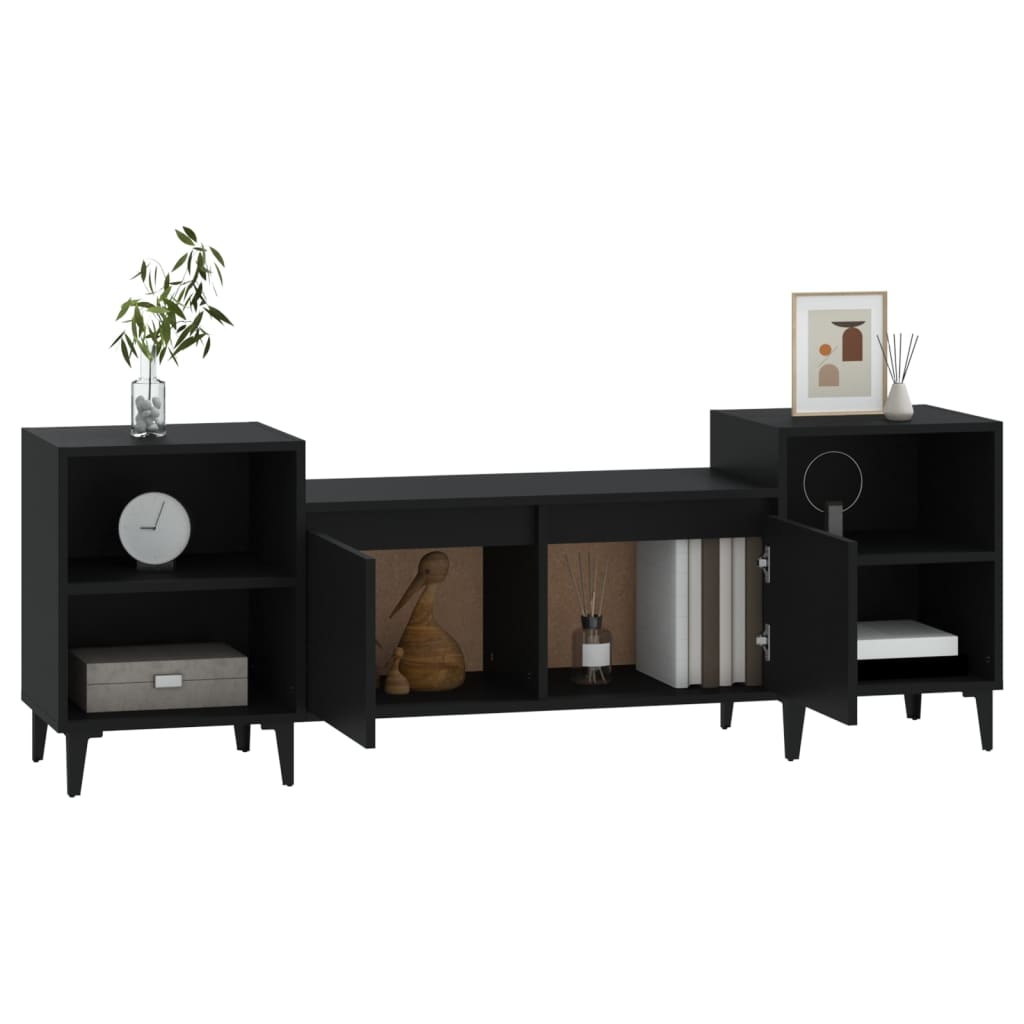 Mobile Porta TV Nero 160x35x55 cm in Legno Multistrato