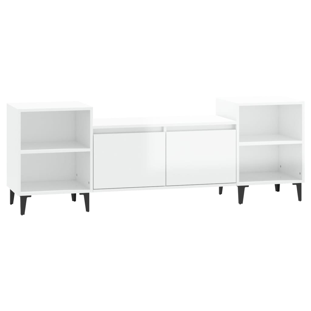Mobile Porta TV Bianco Lucido 160x35x55 cm in Legno Multistrato