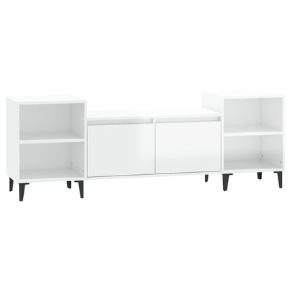 Mobile Porta TV Bianco Lucido 160x35x55 cm in Legno Multistrato