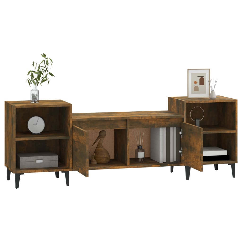 Mobile TV Rovere Fumo 160x35x55 cm in Legno Multistrato