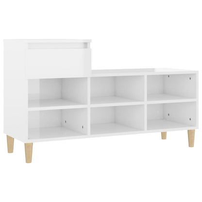 Scarpiera Bianco Lucido 102x36x60 cm in Legno Multistrato