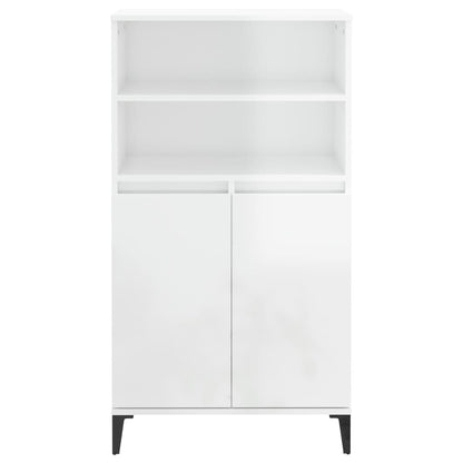 Credenza Bianco Lucido 60x36x110 cm in Legno Multistrato