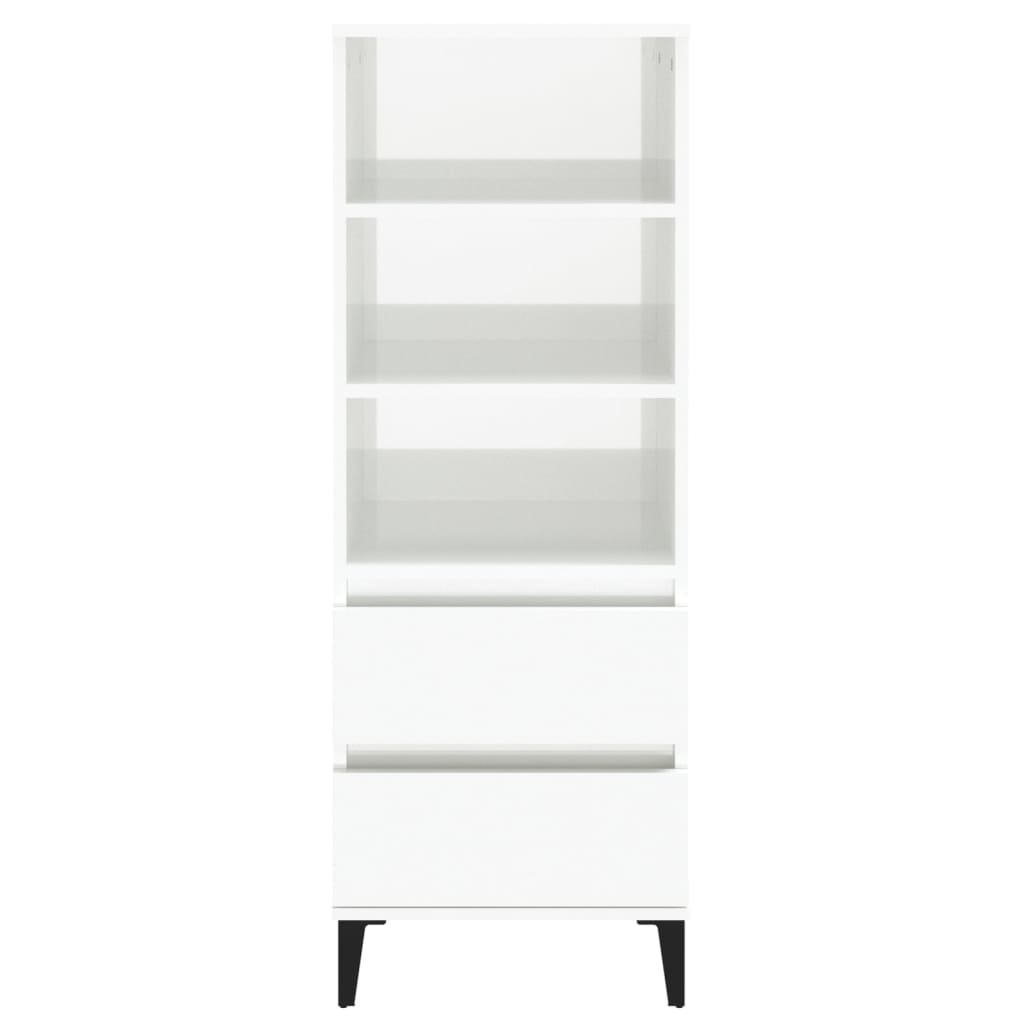 Credenza Bianco Lucido 40x36x110 cm in Legno Multistrato