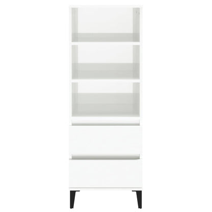 Credenza Bianco Lucido 40x36x110 cm in Legno Multistrato