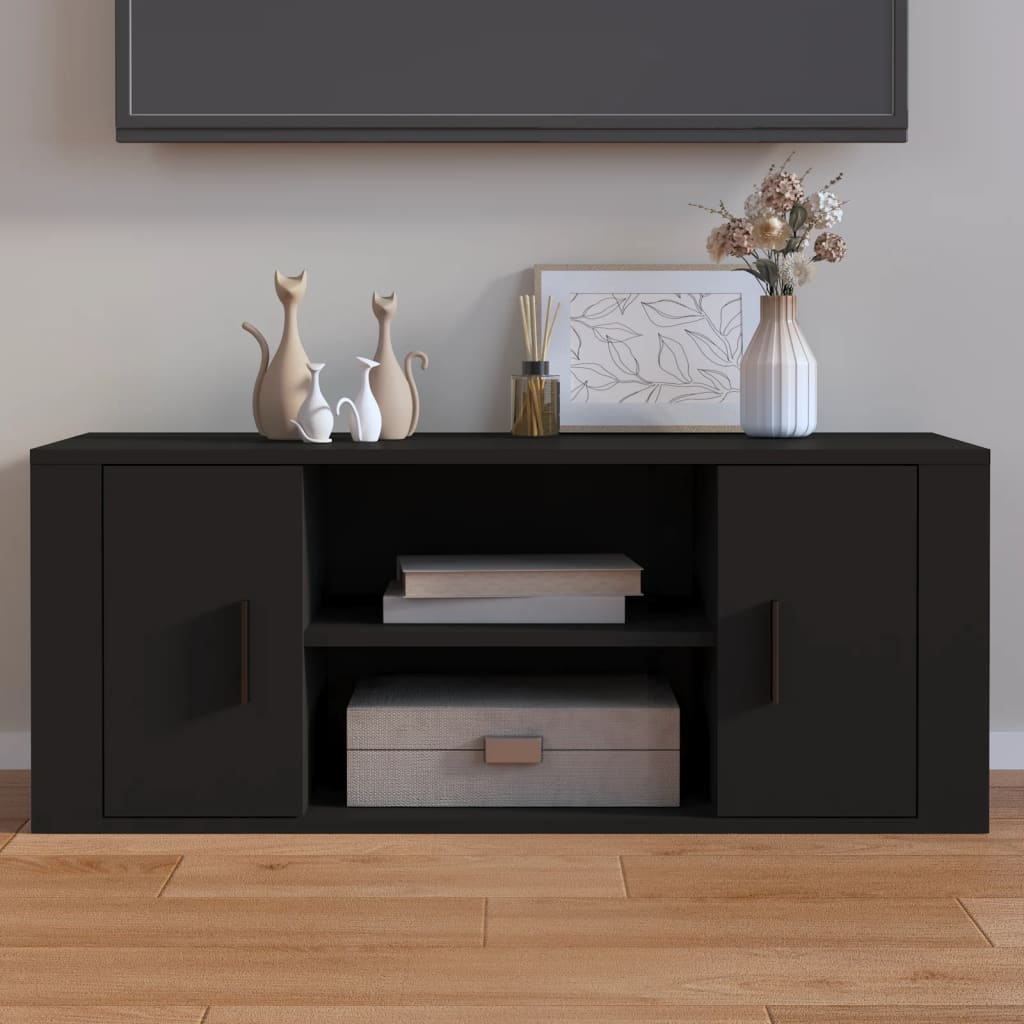 Mobile Porta TV Nero 100x35x40 cm in Legno Multistrato