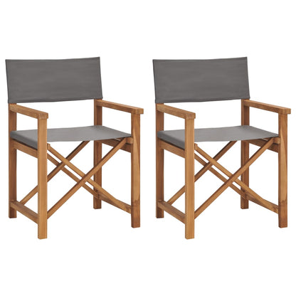 Sedie da Regista Pieghevoli 2 pz in Massello di Teak Grigio