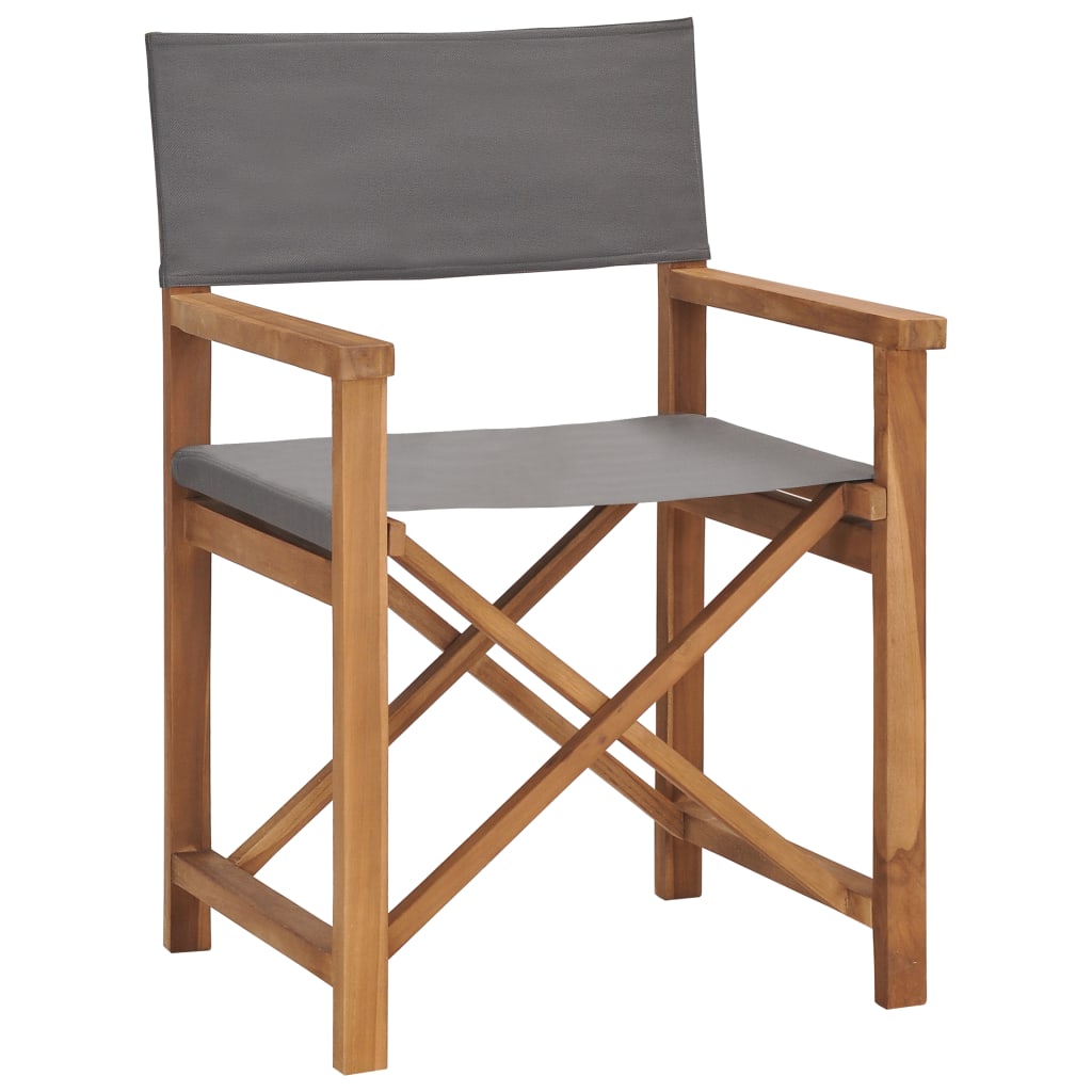 Sedie da Regista Pieghevoli 2 pz in Massello di Teak Grigio
