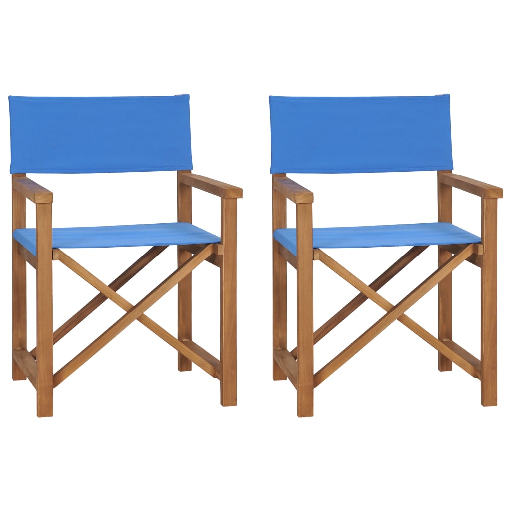 Sedie da Regista Pieghevoli 2 pz in Massello di Teak Blu