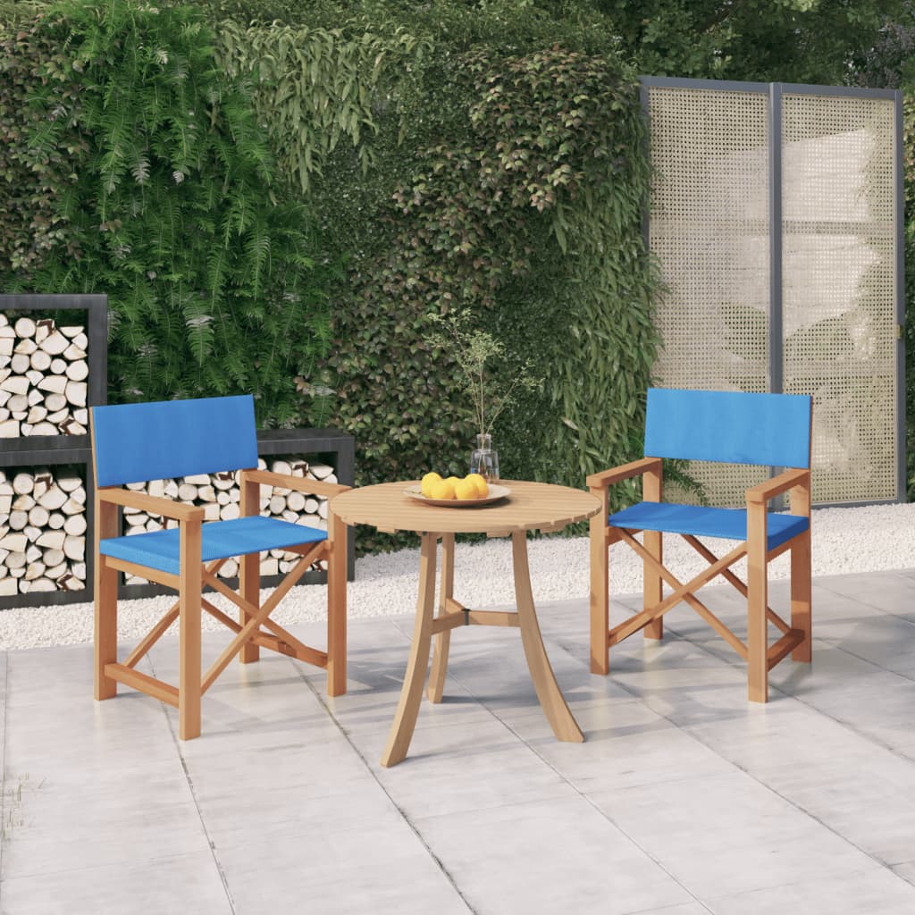 Sedie da Regista Pieghevoli 2 pz in Massello di Teak Blu