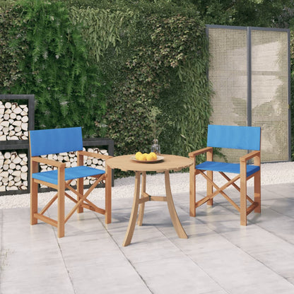 Sedie da Regista Pieghevoli 2 pz in Massello di Teak Blu
