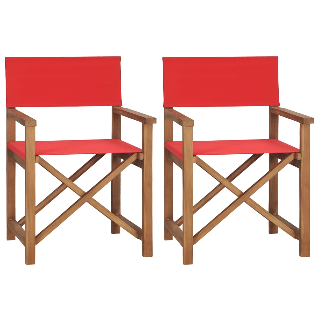 Sedie da Regista Pieghevoli 2 pz in Massello di Teak Rosso