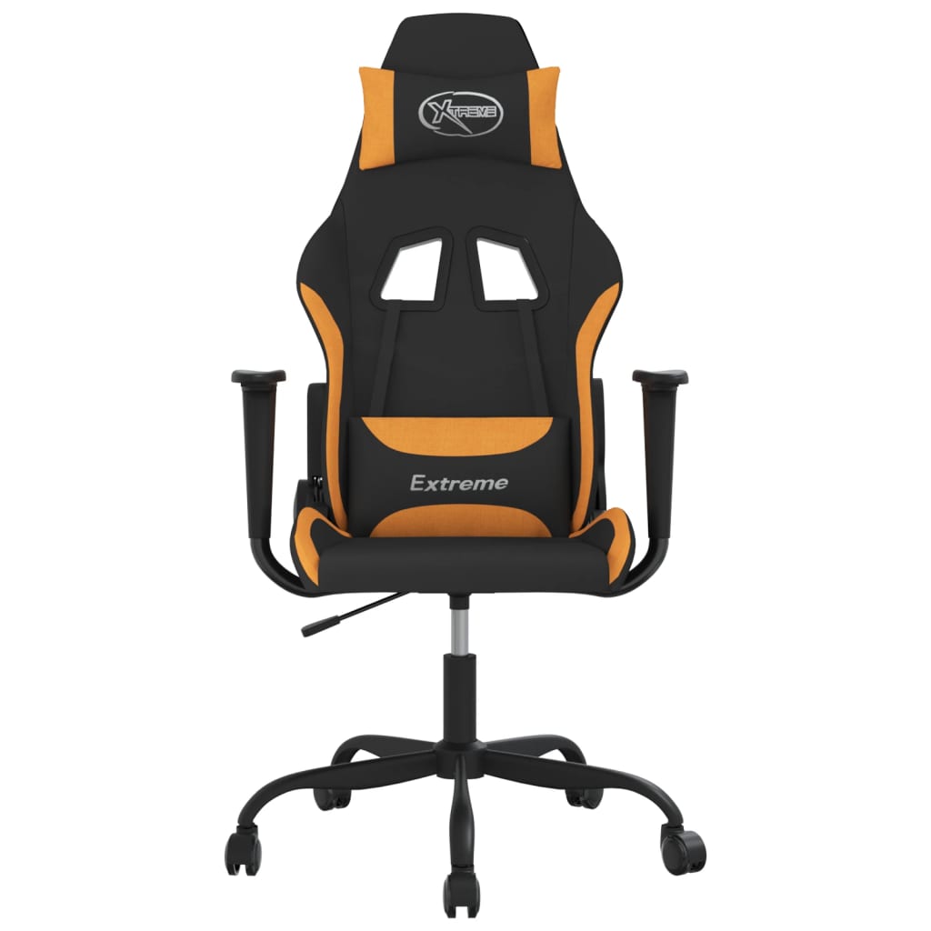 Sedia da Gaming Nero e Arancione in Tessuto