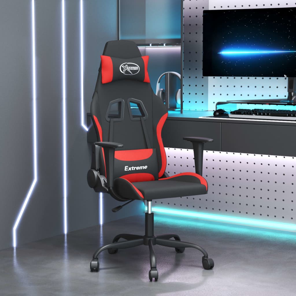 Sedia da Gaming Rosso e Nero in Tessuto