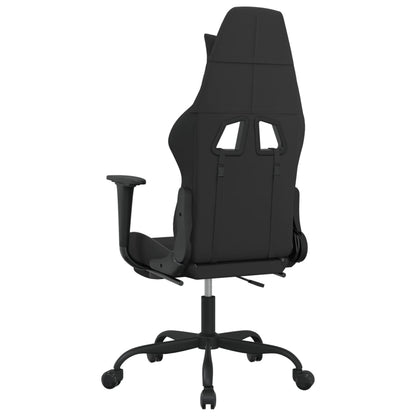 Sedia da Gaming con Poggiapiedi Nero e Grigio Chiaro in Tessuto