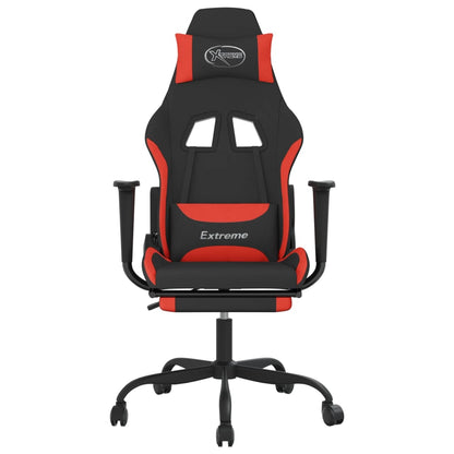 Sedia da Gaming con Poggiapiedi Rosso e Nero in Tessuto