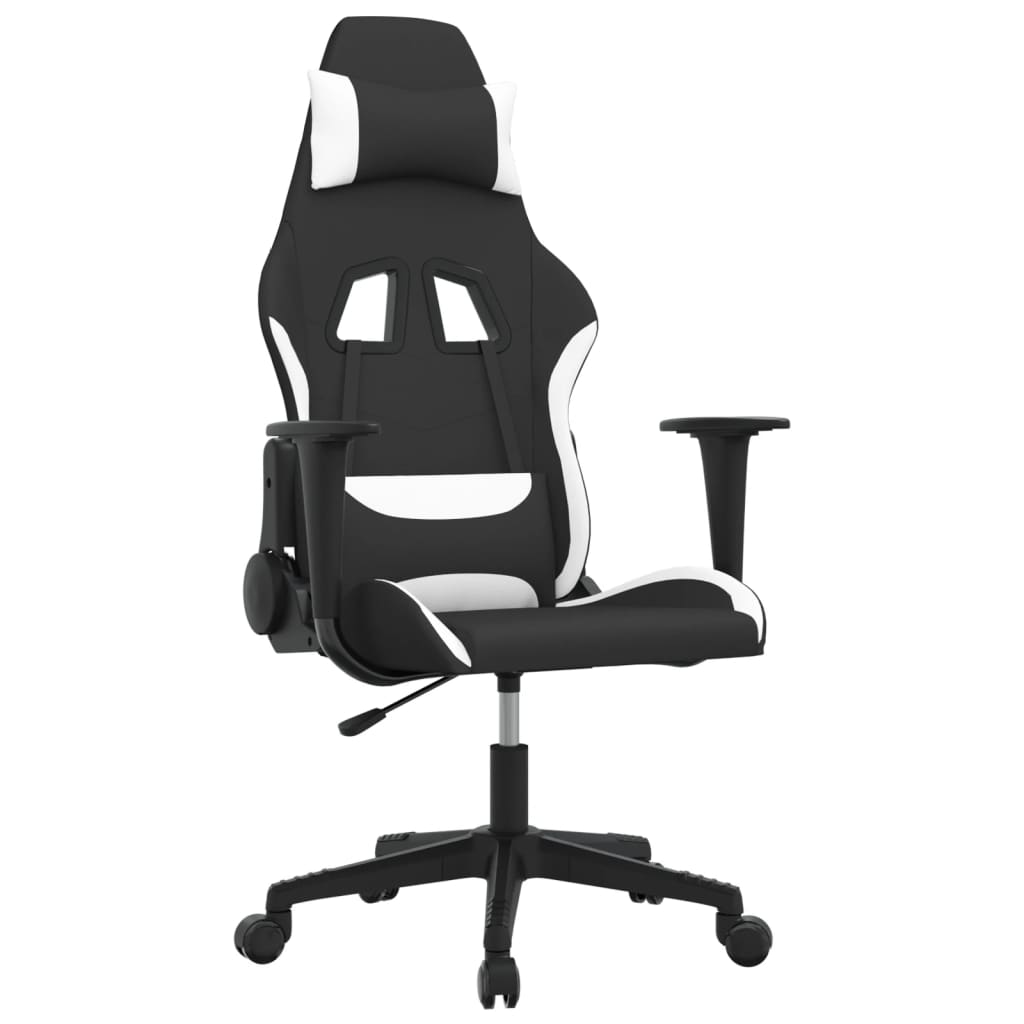 Sedia da Gaming Nero e Bianco in Tessuto