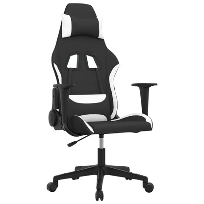 Sedia da Gaming Nero e Bianco in Tessuto