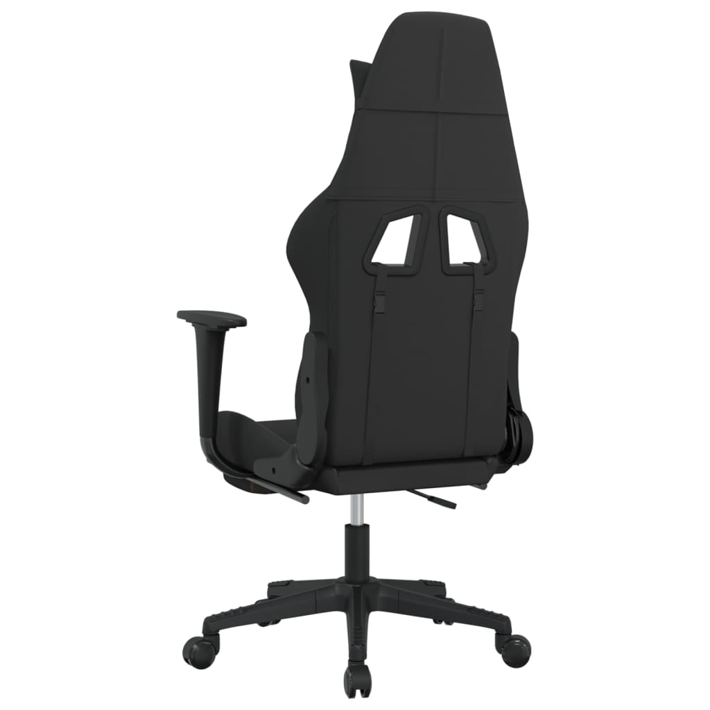 Sedia da Gaming con Poggiapiedi Nero e Tortora in Tessuto