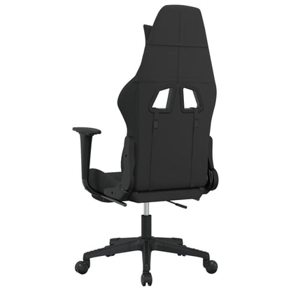 Sedia da Gaming con Poggiapiedi Nero e Tortora in Tessuto