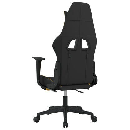Sedia da Gaming con Poggiapiedi Nero e Giallo in Tessuto