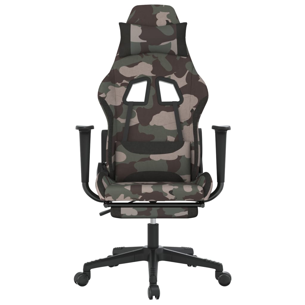 Sedia da Gaming con Poggiapiedi Mimetico e Nero in Tessuto