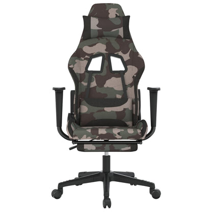 Sedia da Gaming con Poggiapiedi Mimetico e Nero in Tessuto