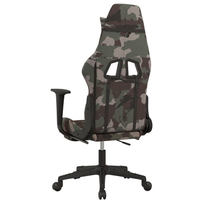 Sedia da Gaming con Poggiapiedi Mimetico e Nero in Tessuto