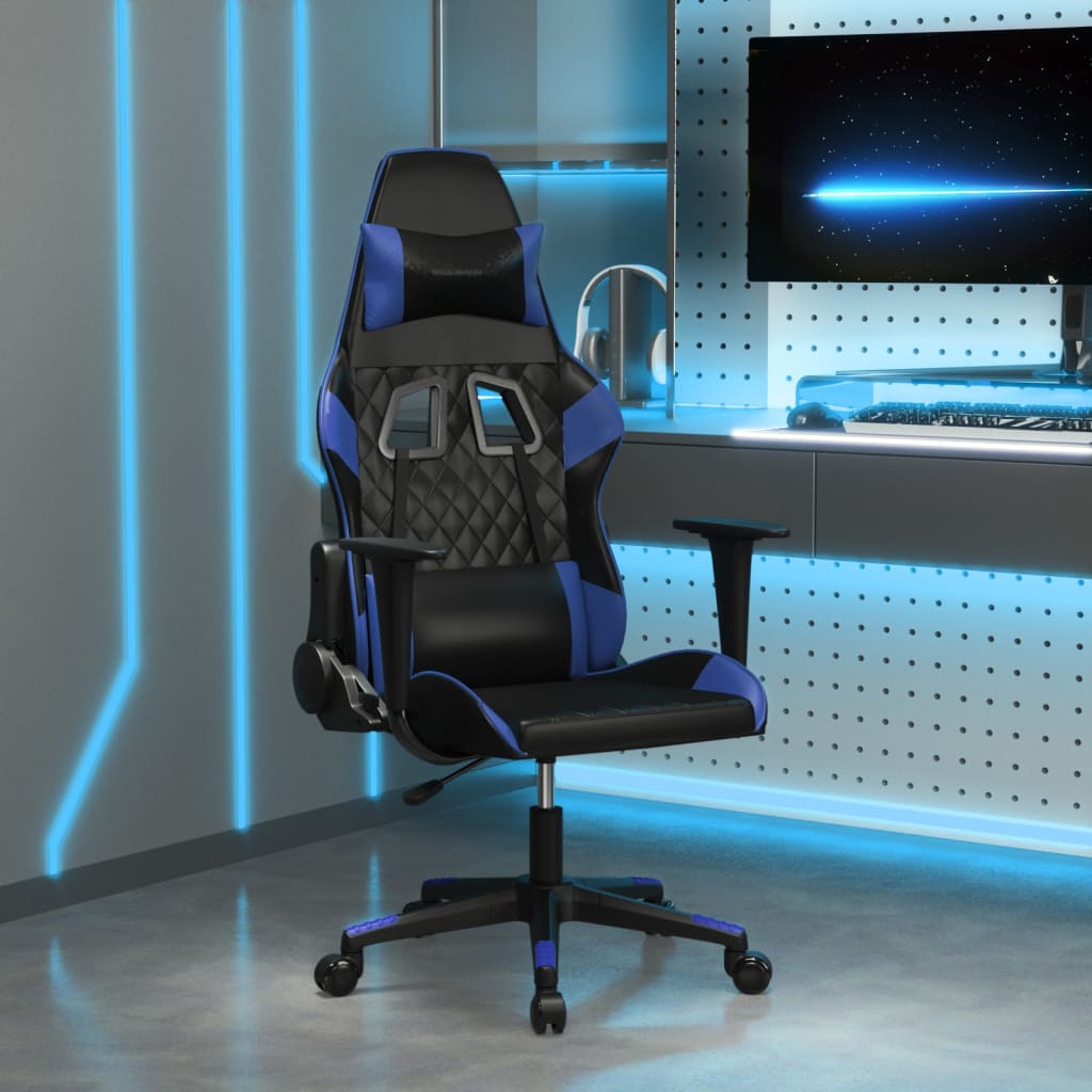 Sedia da Gaming Nera e Blu in Similpelle