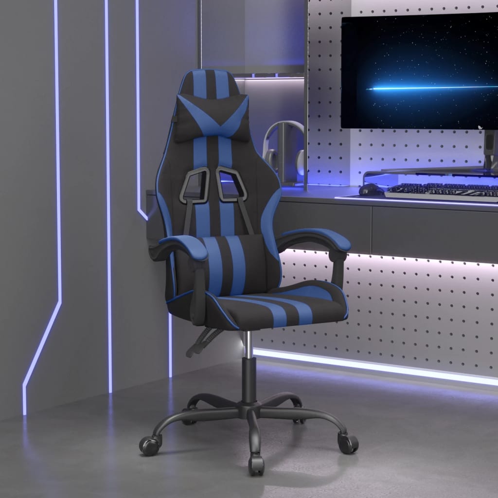 Sedia da Gaming Nera e Blu in Similpelle