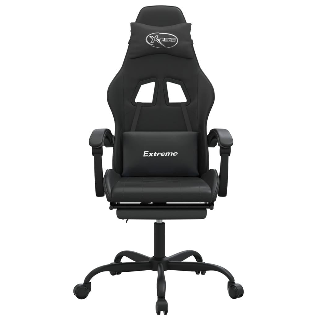 Sedia da Gaming con Poggiapiedi Nero in Similpelle
