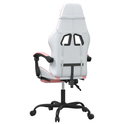 Sedia da Gaming con Poggiapiedi Bianco e Rosa in Similpelle