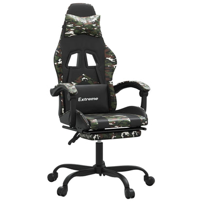 Sedia da Gaming con Poggiapiedi Nero e Mimetico in Similpelle