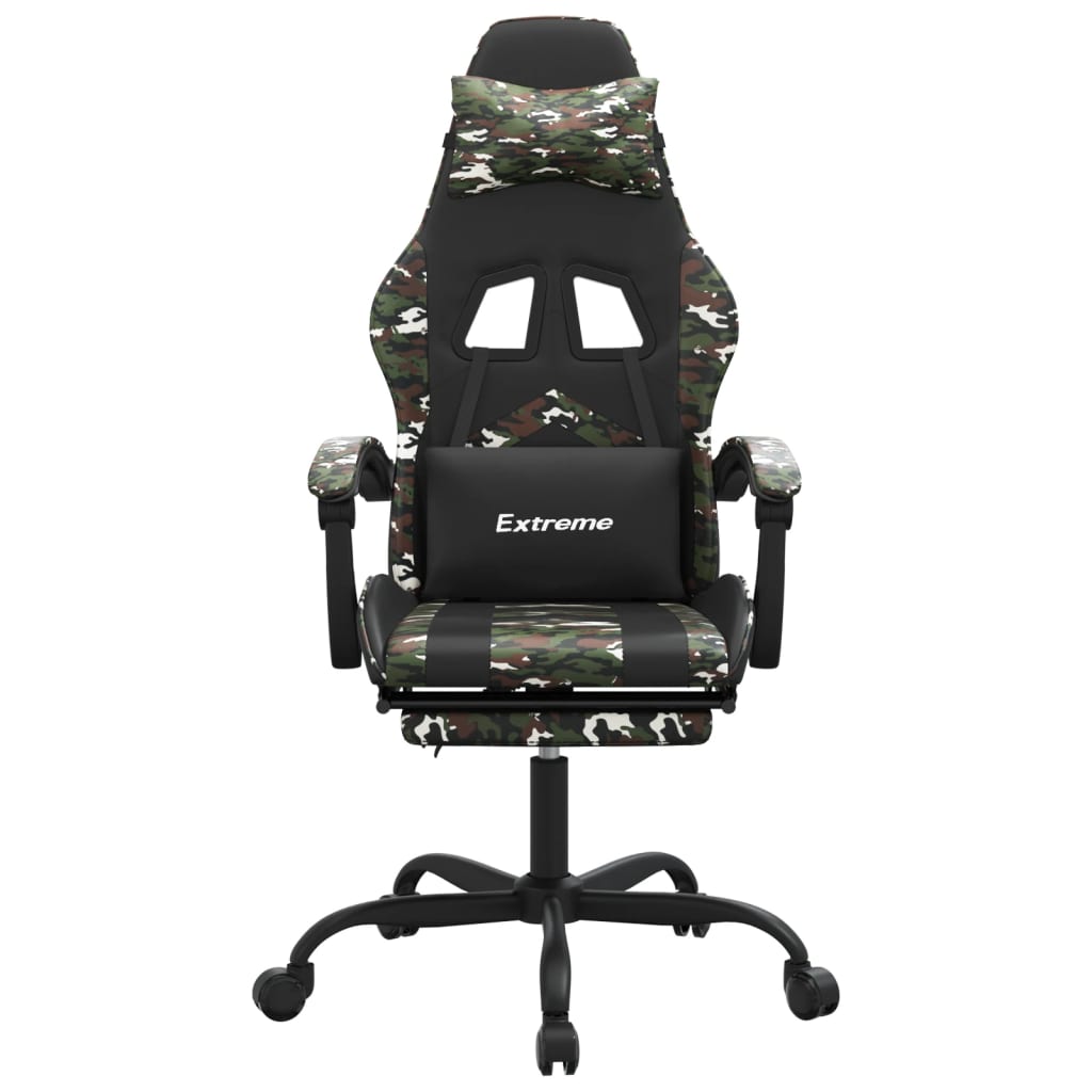 Sedia da Gaming con Poggiapiedi Nero e Mimetico in Similpelle