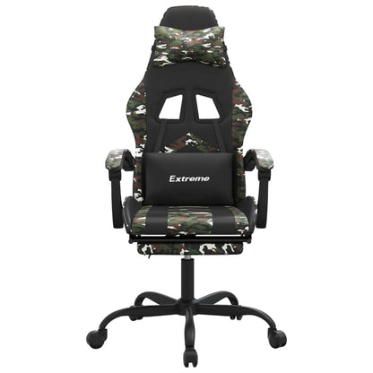 Sedia da Gaming con Poggiapiedi Nero e Mimetico in Similpelle