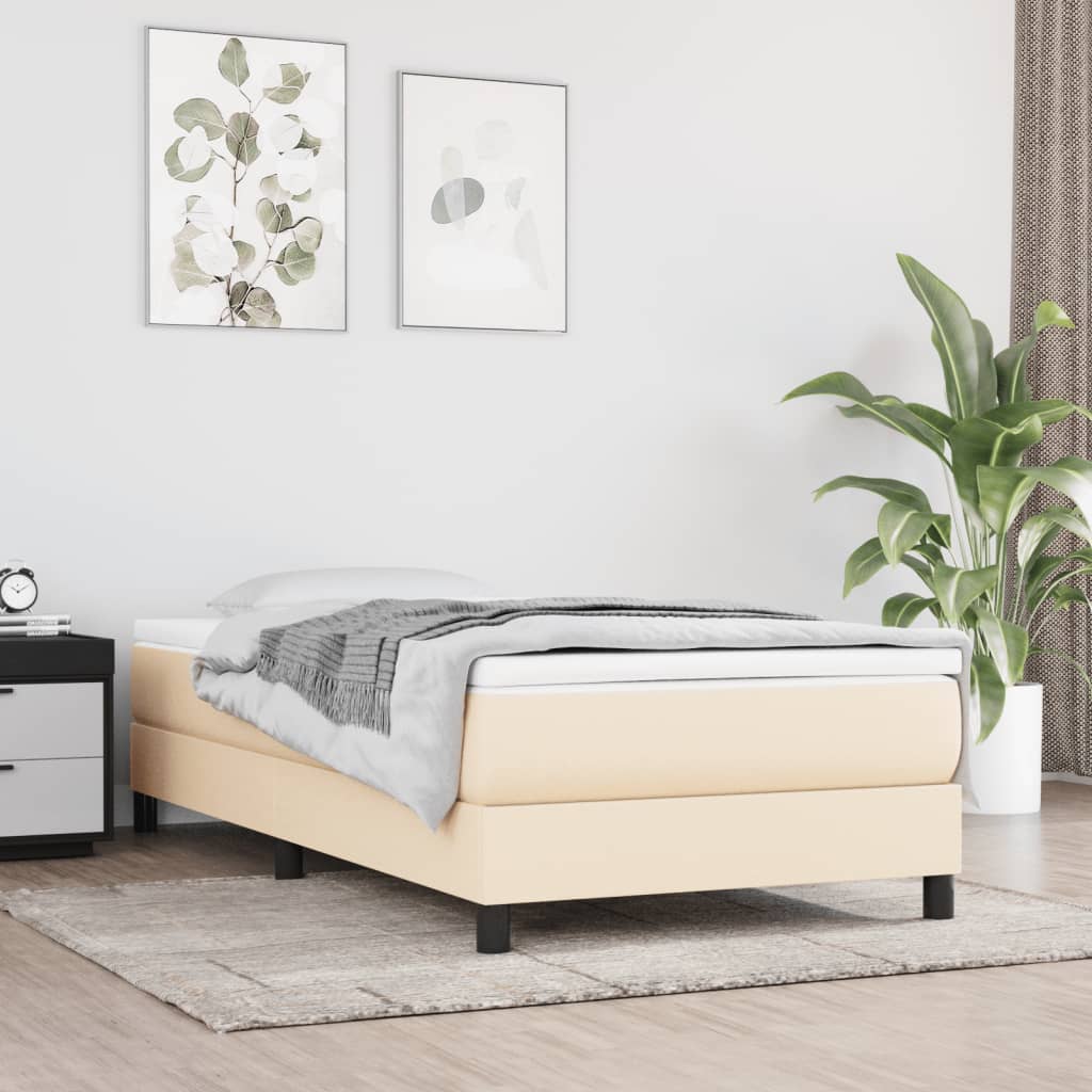 Struttura Letto a Rete a Molle Crema 90x190 cm in Tessuto